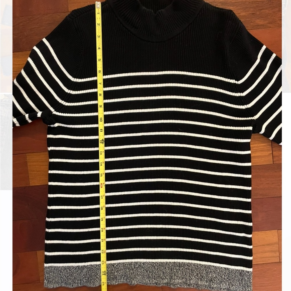 Karen Scott Navy White Gray Striped Turtleneck Sweater XL - Picture 5 of 5